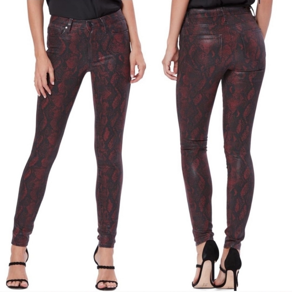 PAIGE Hoxton Ultra Skinny Jeans, Red Snakeskin, 27 - Picture 1 of 10